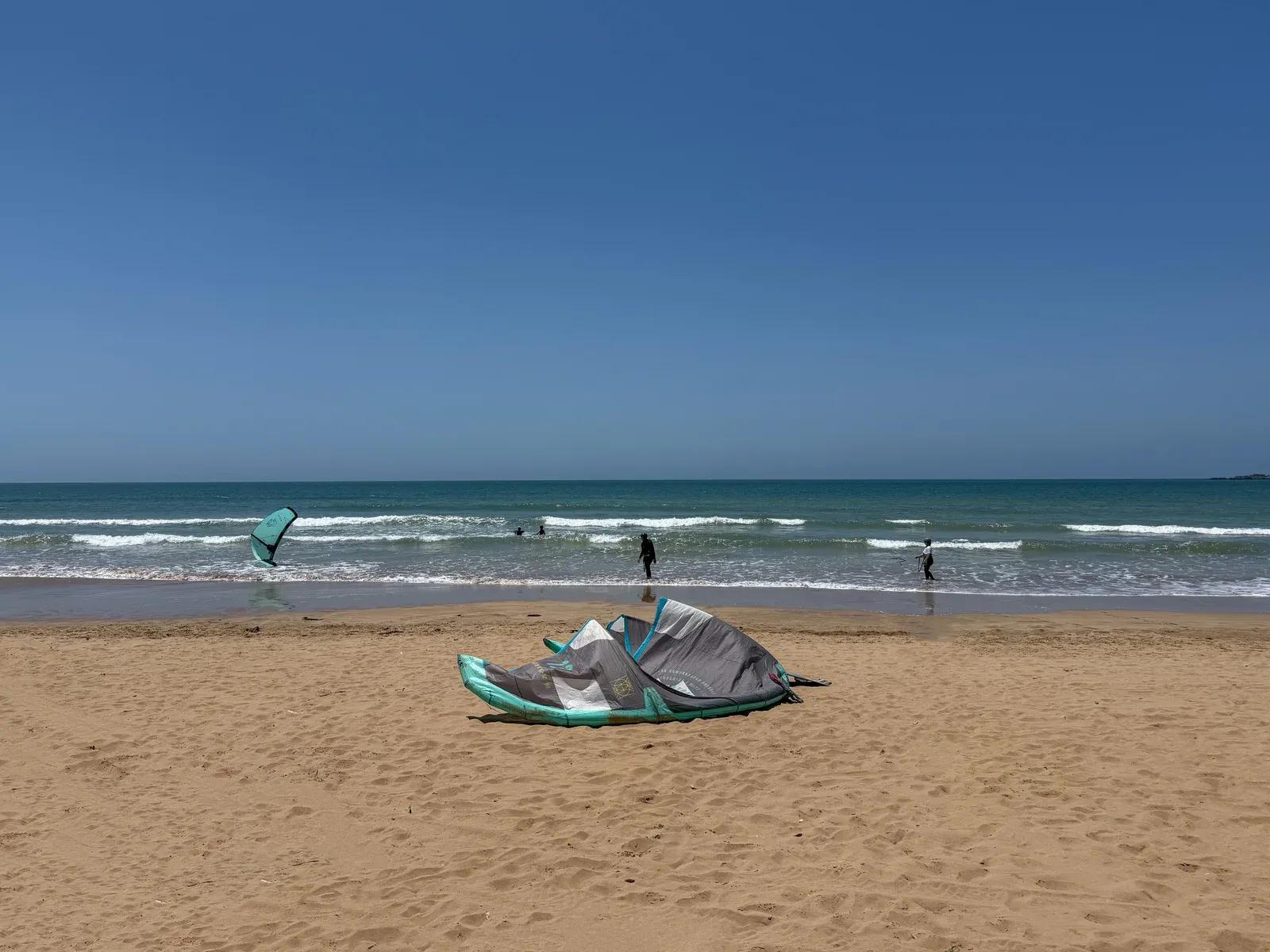 Aerial view of the Diabat kitesurf spot in Essaouira