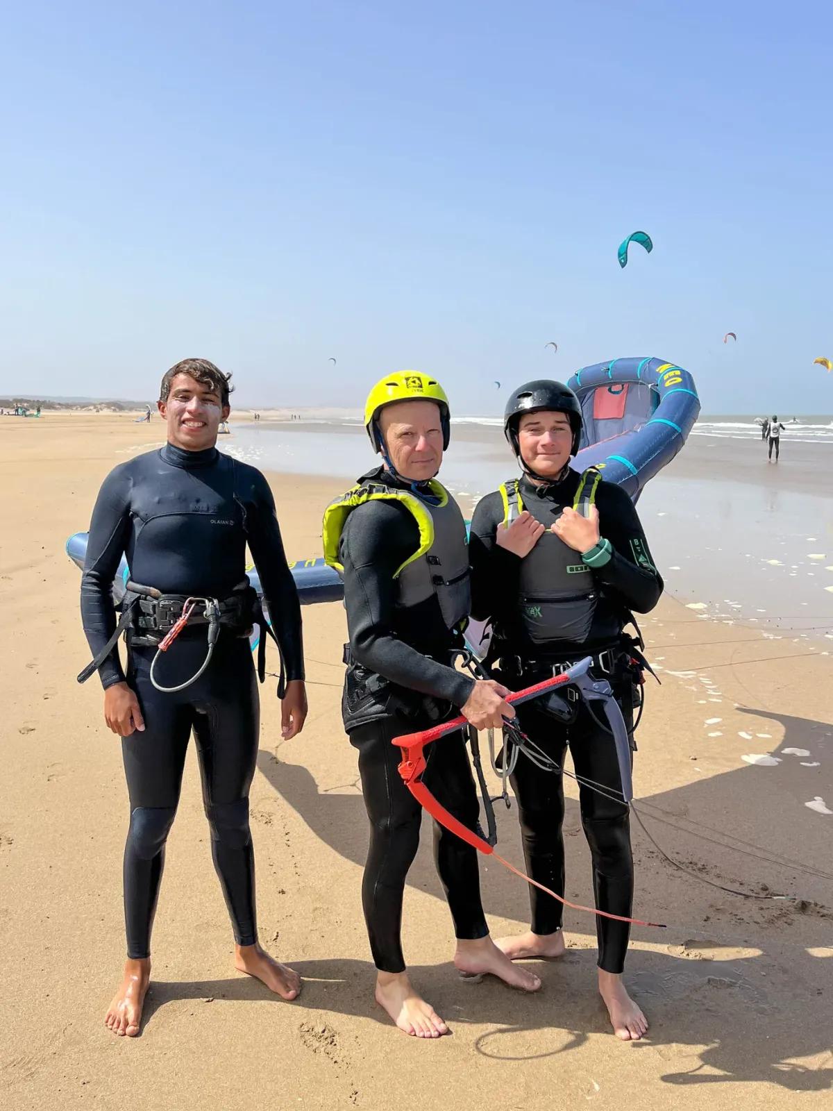 Kitesurfing session at the Diabat spot in Essaouira