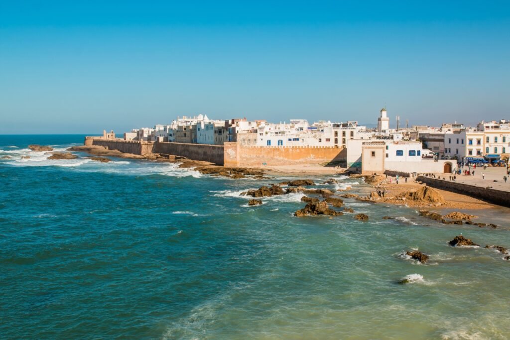 Kitesurfing in Morocco at Essaouira beach with steady wind conditions